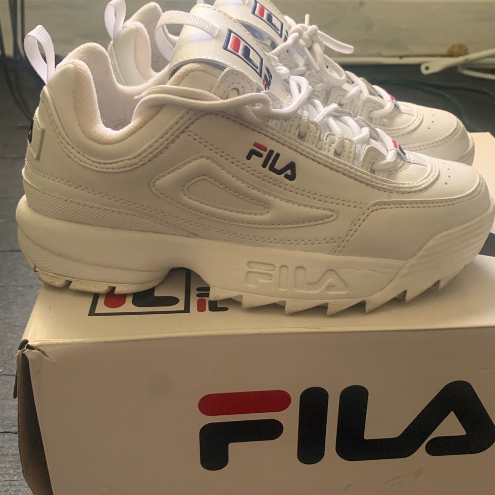 White Filas size 5